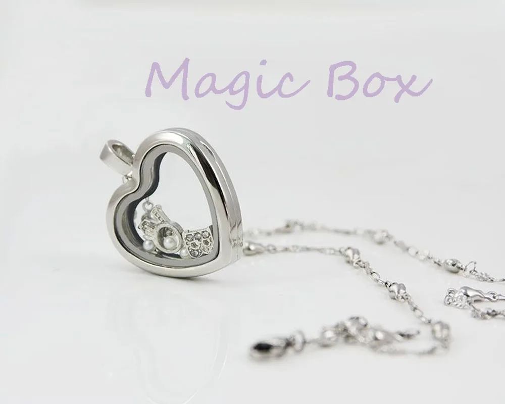 Серебряное сердце из нержавеющей стали плавающий медальон ожерелье подвеска