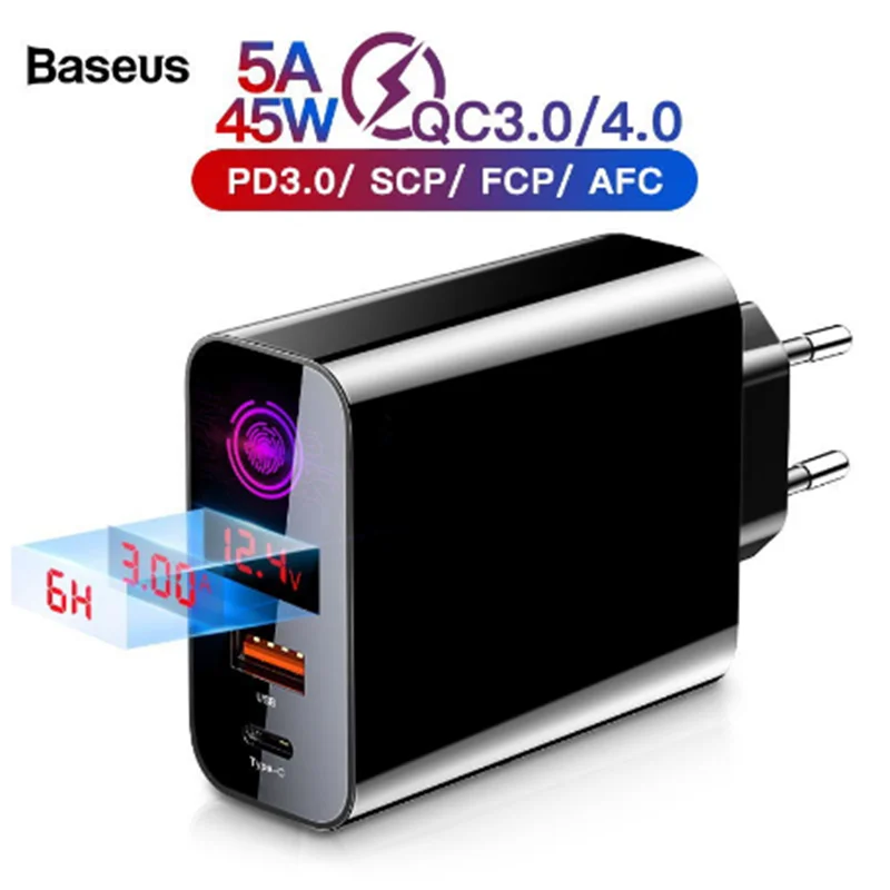 Baseus Quick Charge 4,0 3,0 USB зарядное устройство для iPhone 11 Pro Max samsung huawei мобильный телефон QC4.0 QC3.0 QC type C PD быстрое зарядное устройство