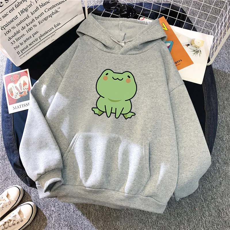 

Harajuku Frog Print Funny Hoodies Women Hooded Sweatshirts Hip Hop Hoodie Sweatshirt Womens Korean Streetwear Top Sudadera Mujer