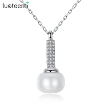 luoteemi korean fashion necklace for women imitation pearl pendant chain white gold color jewelry for women wedding party