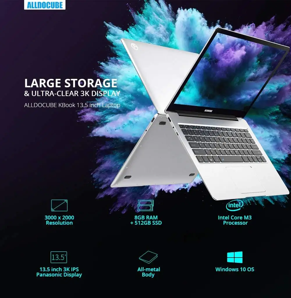 Ноутбук ALLDOCUBE Kbook 180 градусов 13,5 дюймов 3K ips дисплей Intel graphics 515 8G DDR3 ram 512GB SSD ноутбук