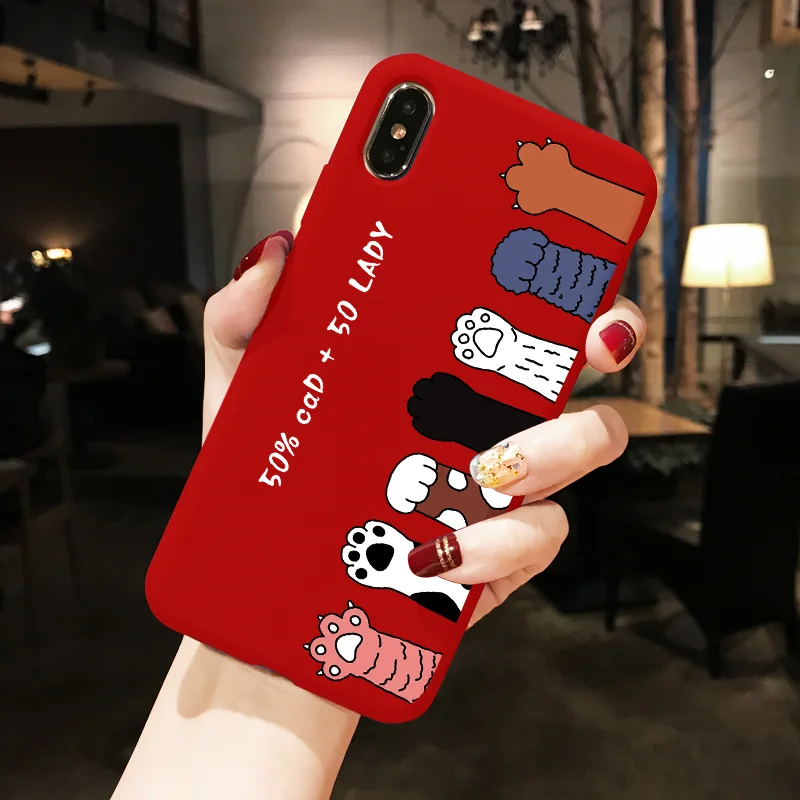 7maozhua Чехол для телефона для iPhone 11 Pro XS Max XR X 10 8 7 6 S 6 S Plus, Роскошная мягкая задняя крышка из ТПУ с изображением животных, красный чехол Fundas для iPhone X, чехол - Цвет: 7maozhua