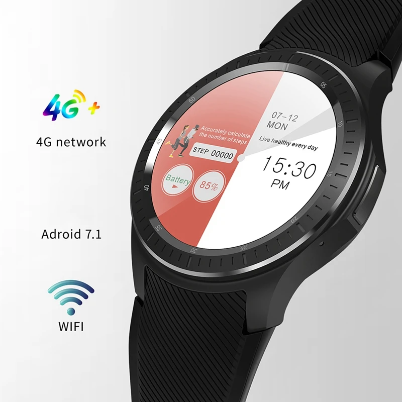 DM368 Plus умные часы Bluetooth Smartwatch 4G Network MT6739 Android 7 1 Гб + 16 ГБ с пульсометром Gps Wifi черный |