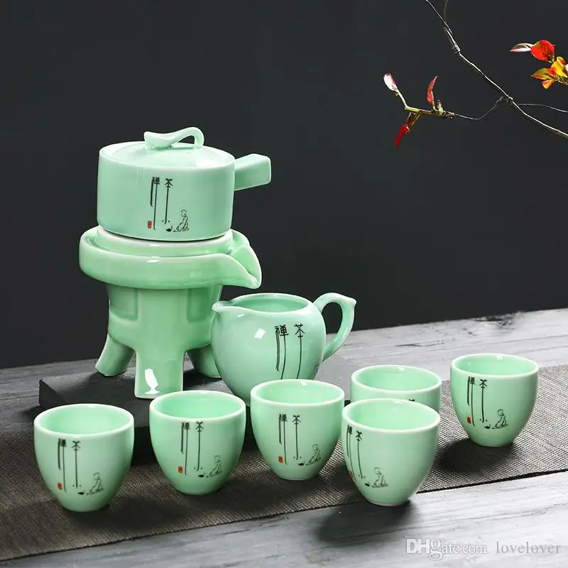 

Китайская Модель, 6 чашек, яркая чашка, Вращающийся Чайник для воды, керамический чайник, чашка в китайском стиле, чайные подарки, наборы для ...