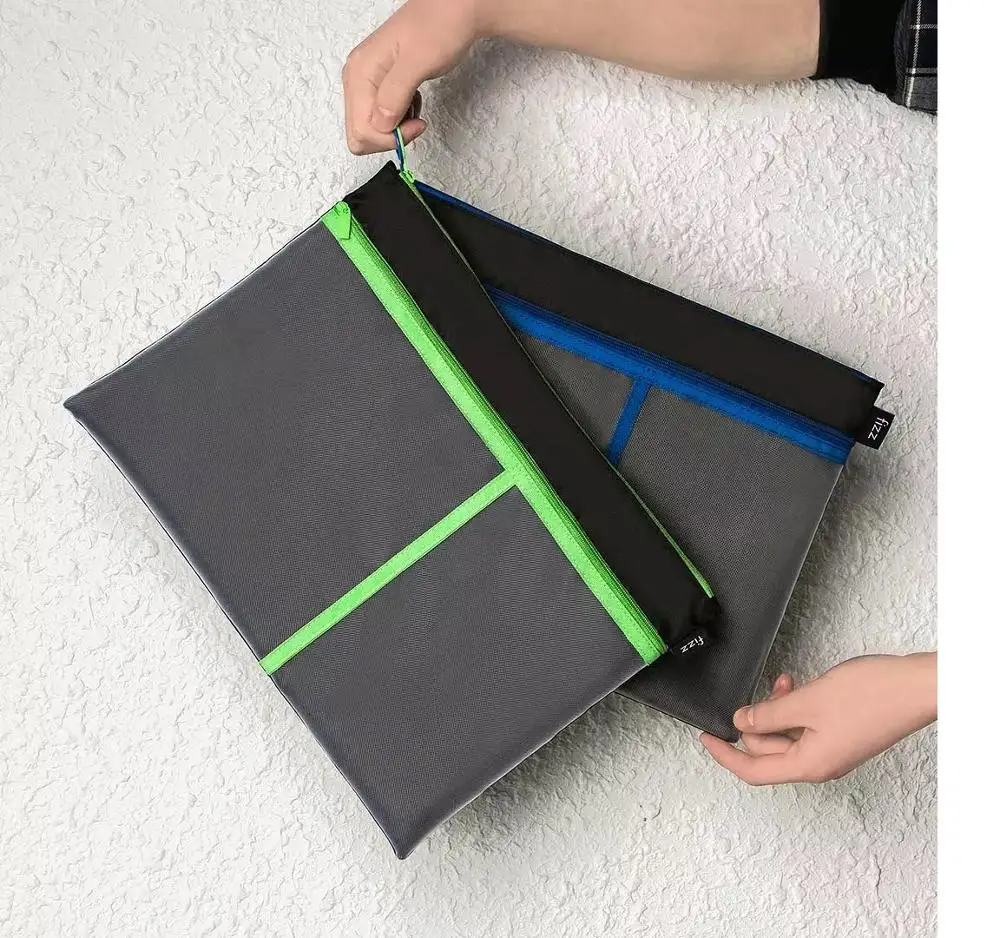 New Fizz A4 File Bag Zipper Storage Large Capacity Mesh Test Meeting Notebook Pocket School Office | Канцтовары для офиса и