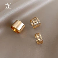 2020 new hip hop three piece open ring for woman fashion korean jewelry unusual metal smooth rings luxury party girl accessories
