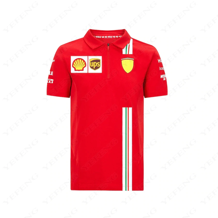 

For Ferrari F1 Racing Team 2021 Season Motorsport Men's Red Polo Lapel T-Shirt Short Sleeve Jerseys Summer Polyester Do Not Fade