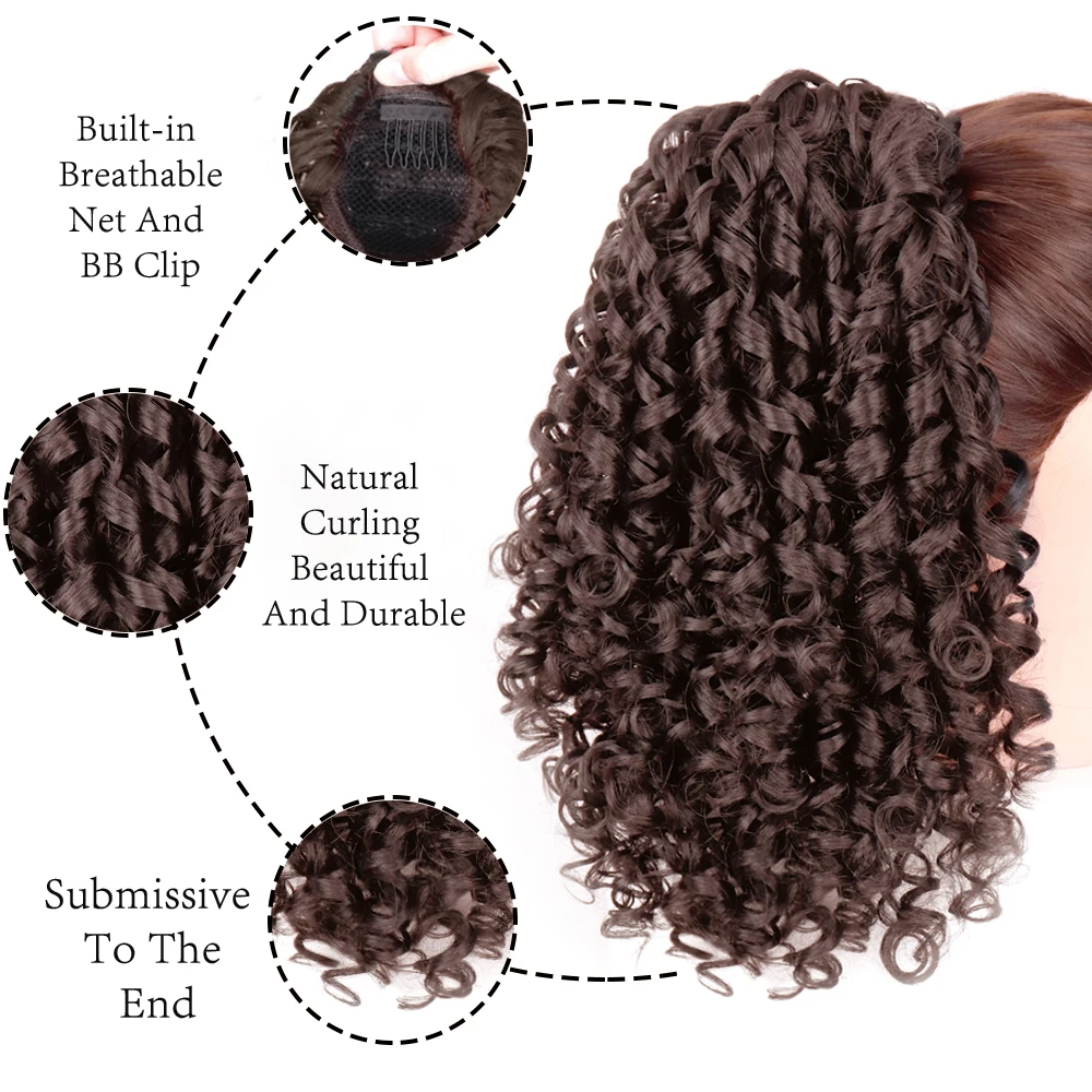 AZQUEEN Synthetic Hair Drawstring Puff Ponytail Kinky Curly Clip-in Pony Extension For Black White Women