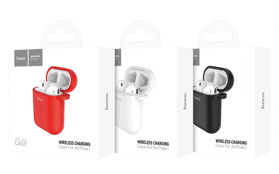 hoco CW22 силиконовый чехол для AirPods беспроводная зарядка защитный чехол от царапин и ударов для Air Pods поддержка для QI мягкий цветной чехол защита корпуса гарнитуры беспроводная зарядка