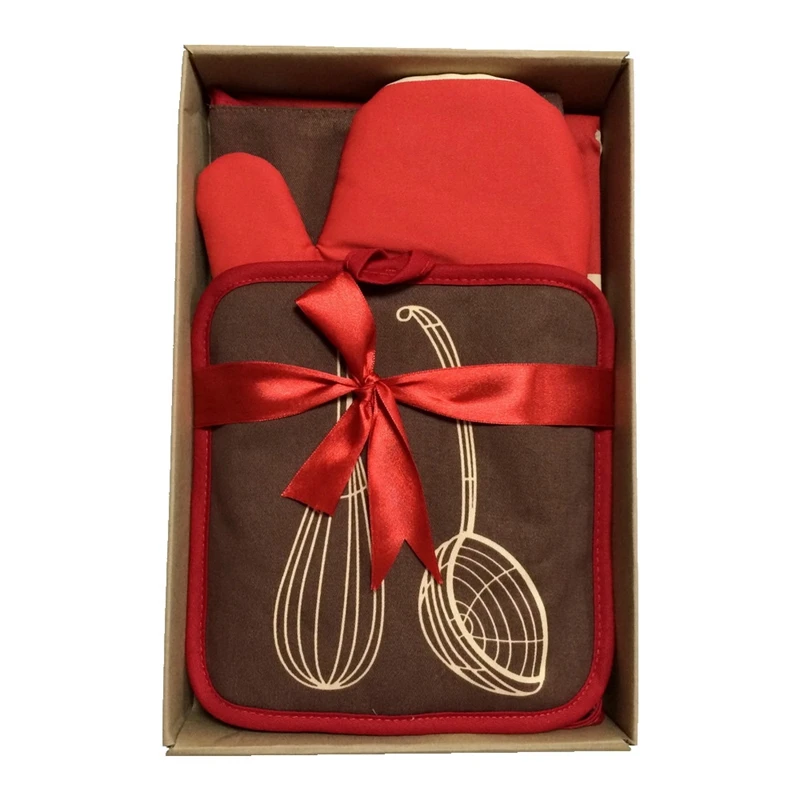 Женский кухонный фартук для повара выпечки нагрудник с принтом перчатка печи и