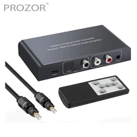 prozor digital to analog audio converter with ir remote control volume 192khz coaxial optical toslink to lr rca 3 5mm adapter