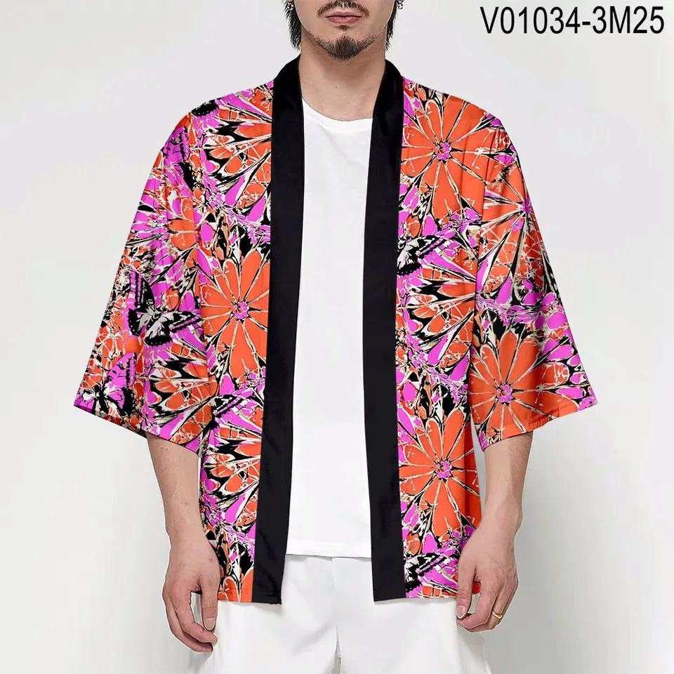 Японское кимоно юката Haori 3D печать Косплей женщин/мужчин мода лето Повседневная крутая короткий рукав - Цвет: G