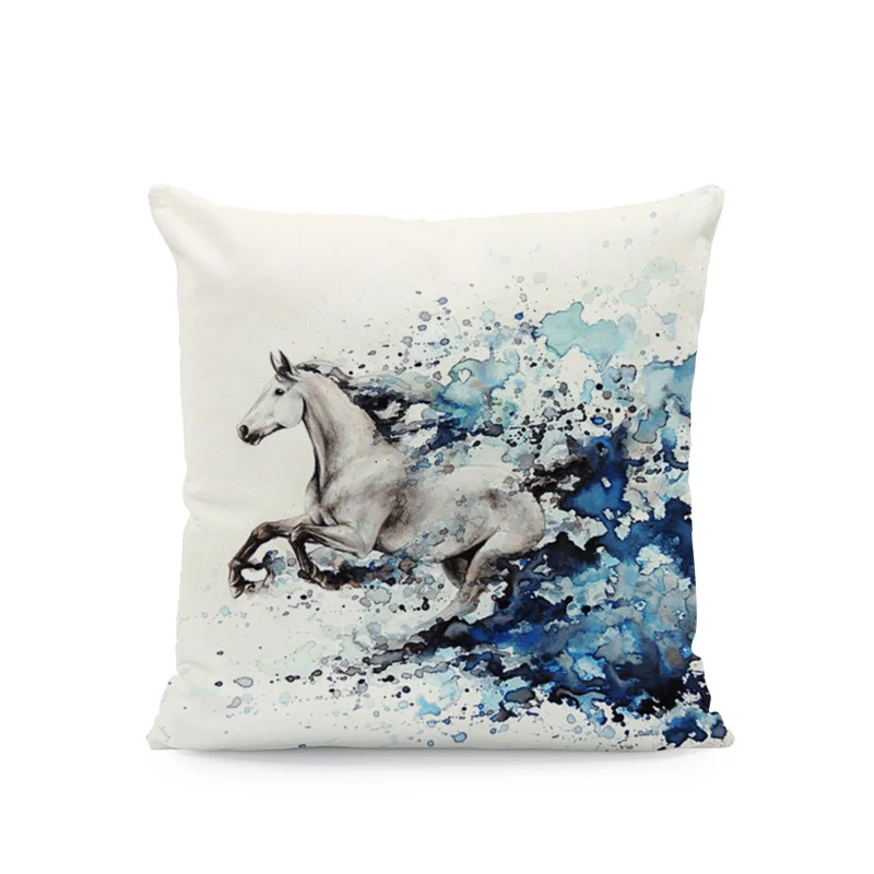Наволочка с милой мечтой Лев лошадь панда слон животное акварельная Подушка
