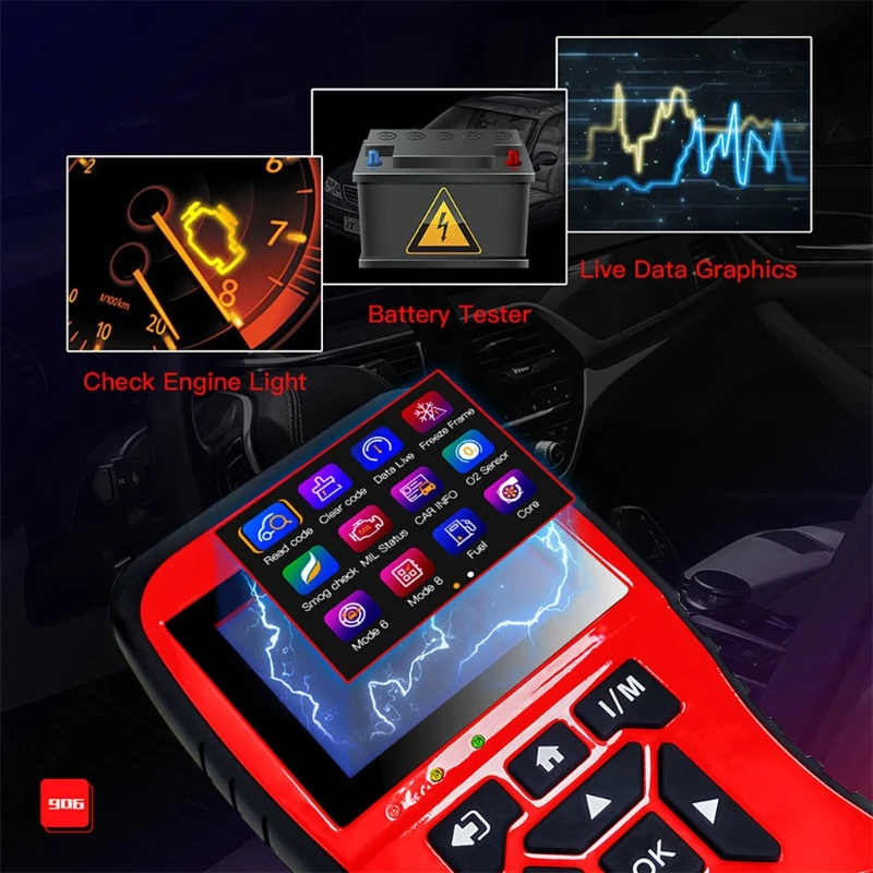 

D906 OBD2 Scanner Automotive Scanner Car Fault Diagnostic Instrument Engine Reading Code Card Detector Car Diagnostic Tool 28GC