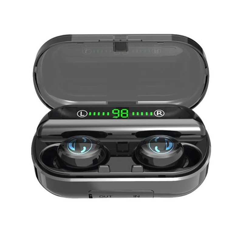 V10 2200mAh Black TWS V12 Bluetooth наушники светодиодный наушники сенсорные беспроводные наушники Игровые 9D стерео Бас Звук 2400 мАч power Bank VS V10 V11 - Цвет: V10 2200mAh Black
