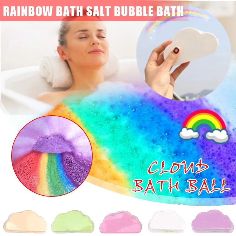 

Wholesale Cute Skin Care Cloud Rainbow Bath Salt Moisturizing Exfoliating Cleaning Bubble Body Bomb Ball M3
