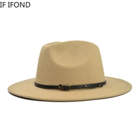 fedora hat men women imitation woolen felt hats men fashion wide brim jazz trilby cap party formal top hat