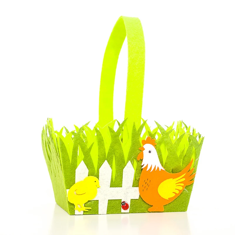 

Easter Decoration Rabbit Eggs Chick Non-woven Storage Basket Bunny Candy Gift Bags Happy Easter Decor for Home Table Supplies