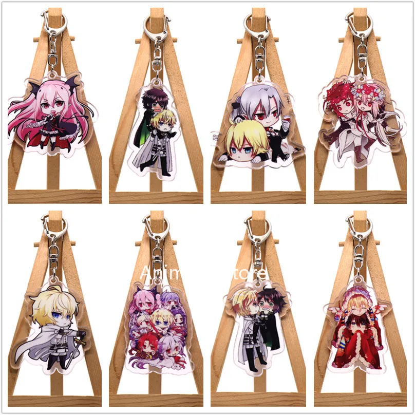 

Anime Seraph of The End Keychain Figure Hiiragi Shinoa Yoichi Saotome Yuichiro Hyakuya Acrylic Bag Pendant Keyring for Gift