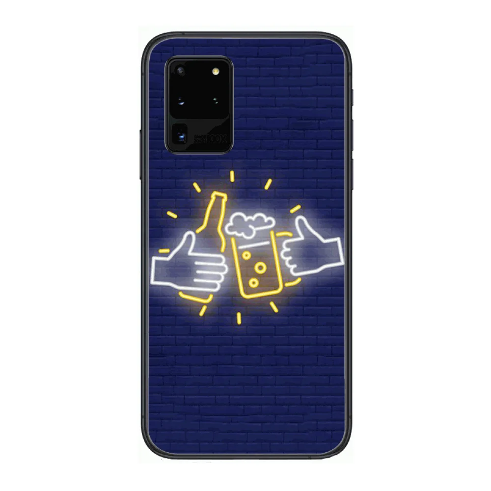 

Fluorescent color glass Phone cover hull For SamSung Galaxy S 6 7 8 9 10 20 Plus Edge E 5G Lite Ultra black soft bumper