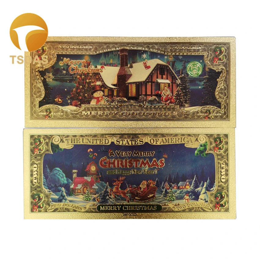100 шт./компл. банкноты из золотой фольги с Санта-Клаусом красочные 1 доллар США