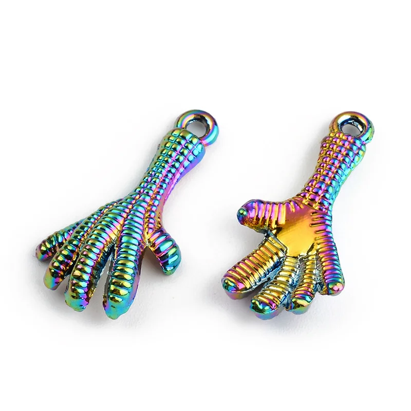 

2PCS Rainbow Multicolor Zinc Based Alloy Pendant Charms Pattern Palm DIY Alloy Jewelry Making Accessories For Necklace Earring