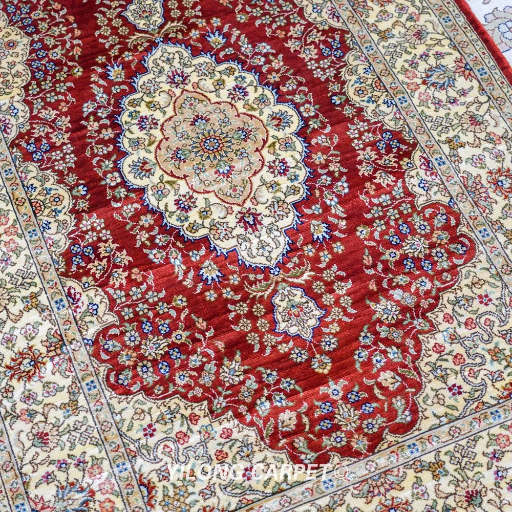 Yilong 2 5 &quotx 10&quot Персидский Шелковый ковровая дорожка красное медальон изысканная