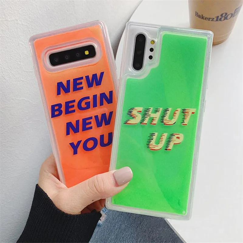 Чехол для телефона samsung Note 10 Plus 8 9 светится в темноте жидкий Блестящий песок Чехлы