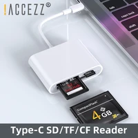 accezz sdtfcf card reader for laptop tablet pc phone multifunction type c to micro sd tf cf smart memory card otg cardreader