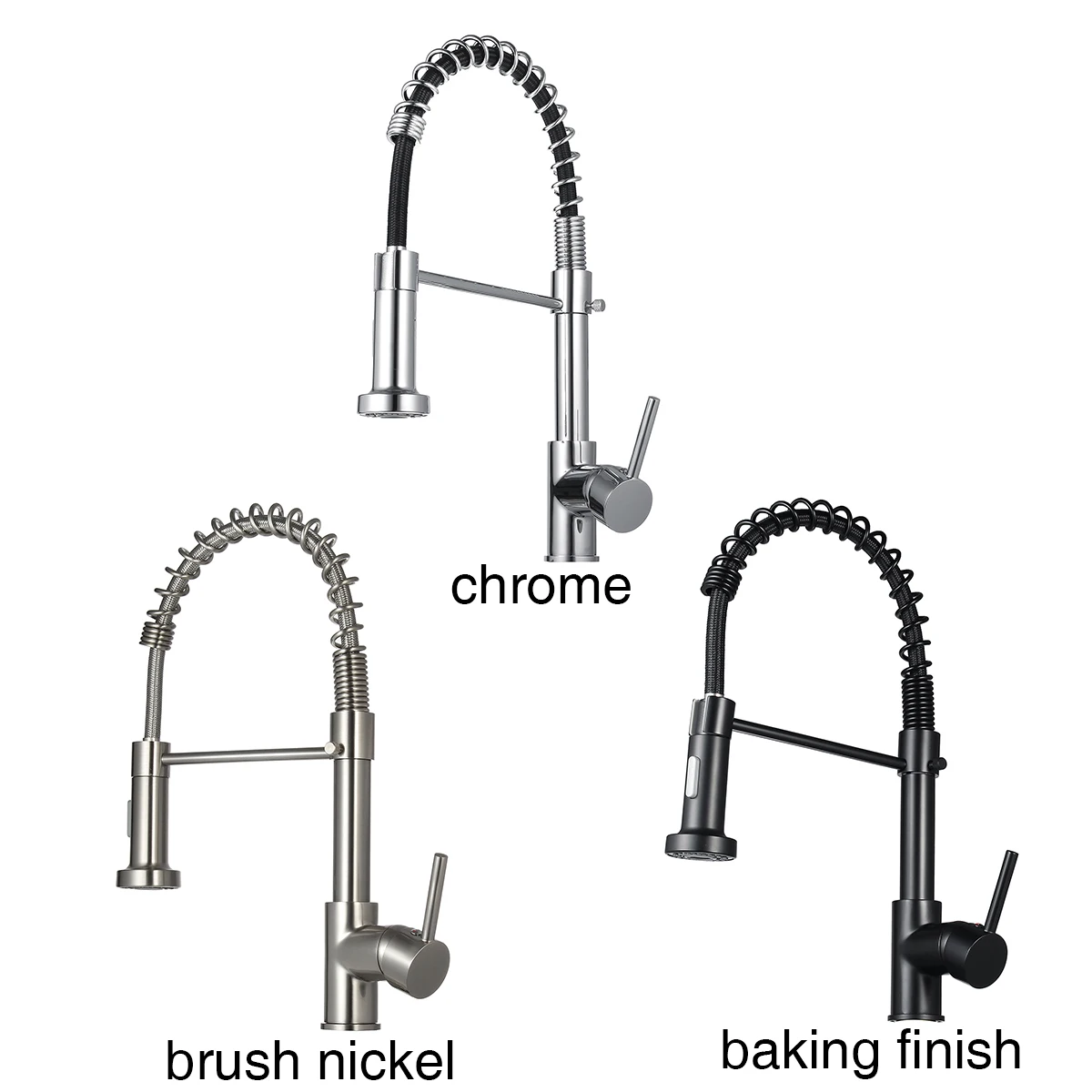 

Black and Silver Brushed Nickel Kitchen Faucet Pull Out Sprayer Single Hole 360Rotation Sink Faucet Hot And Cold Water Mixer Tap