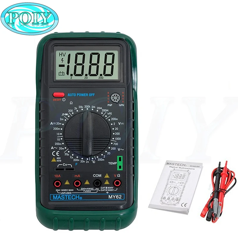 MASTECH MY62 Ручной цифровой мультиметр DMM w/Температура Емкость и hFE Тест ers метров