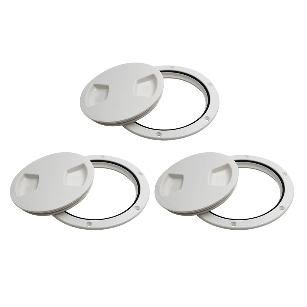 

3 Pieces 5 Inch 12cm Deck Plate Waterproof Inspection Hatch Cover Lid Screw Type for Kayak Boat Fishing Rigging, White