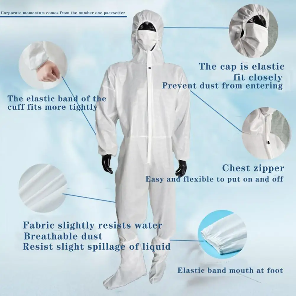 

Protective Coverall One Time Disposable Waterproof Oil-Resistant Gown Clothing Protective Isolation Coverall With Shoes Covers