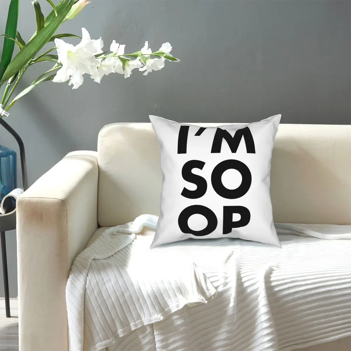 

I'M SO OP - Black Text World Of Warcraft Wow Square Pillow Case Polyester Cushions for Sofa Customized Cushion Covers