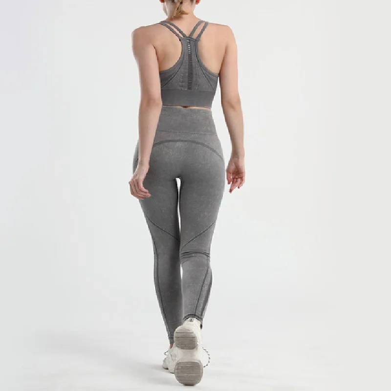 

Nylon Quick-Drying Vest Set Seamless Knit Yoga Suit Fitness Back Bra Set