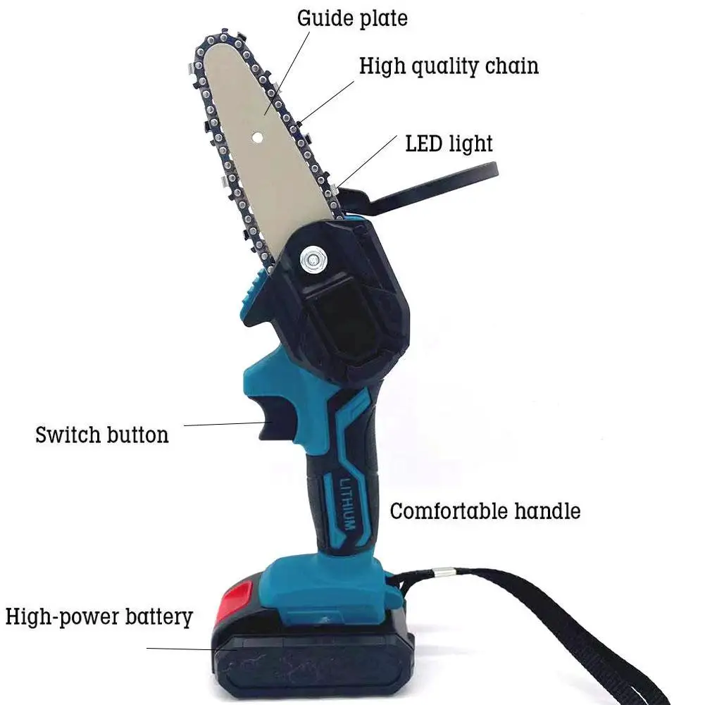 

550W Pruning Saw With Lithium Battery Home Fruit Tree Garden Trimming Tool 4 Inch Mini One-Handed Removable Electric Chainsaws