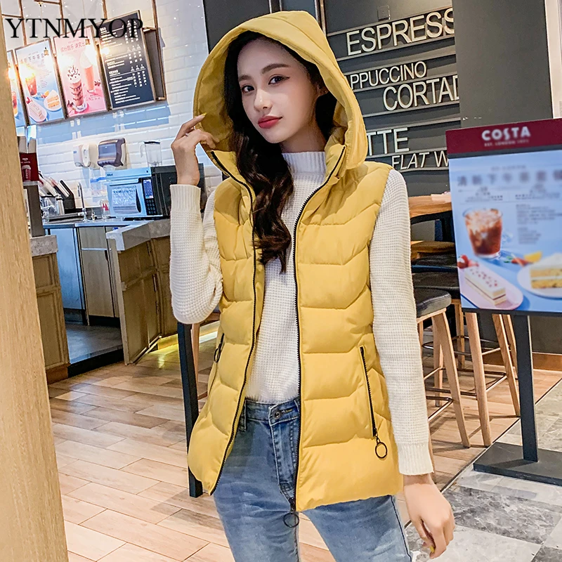 

YTNMYOP 2020 New Arrival Hooded Vests For Women Thick Warm Waistcoat Snow Wear Oversize 3XL 4XL Sleeveless Jacket Coat Winter