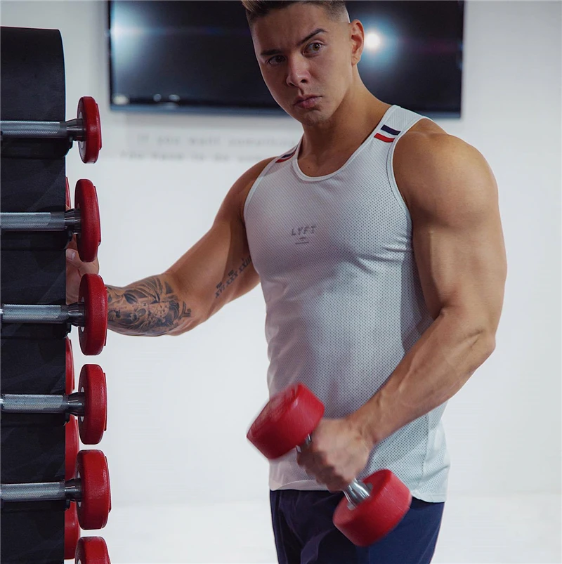 Майка мужская сетчатая без рукавов для фитнеса и бега | Спорт развлечения