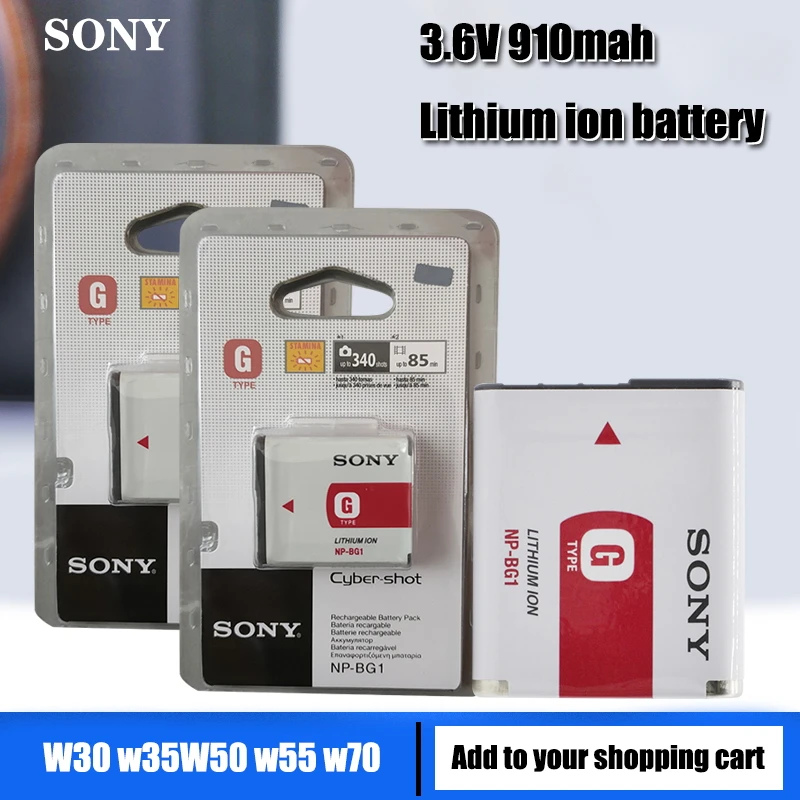 

Аккумуляторная батарея Sony 3,6 В, литиевая батарея 910 мАч, NP-BG1/FG1 NP BG1 NPBG1, DSC H50 H10 H20 W210 W220 HX30 WX10, для камер, оригинал