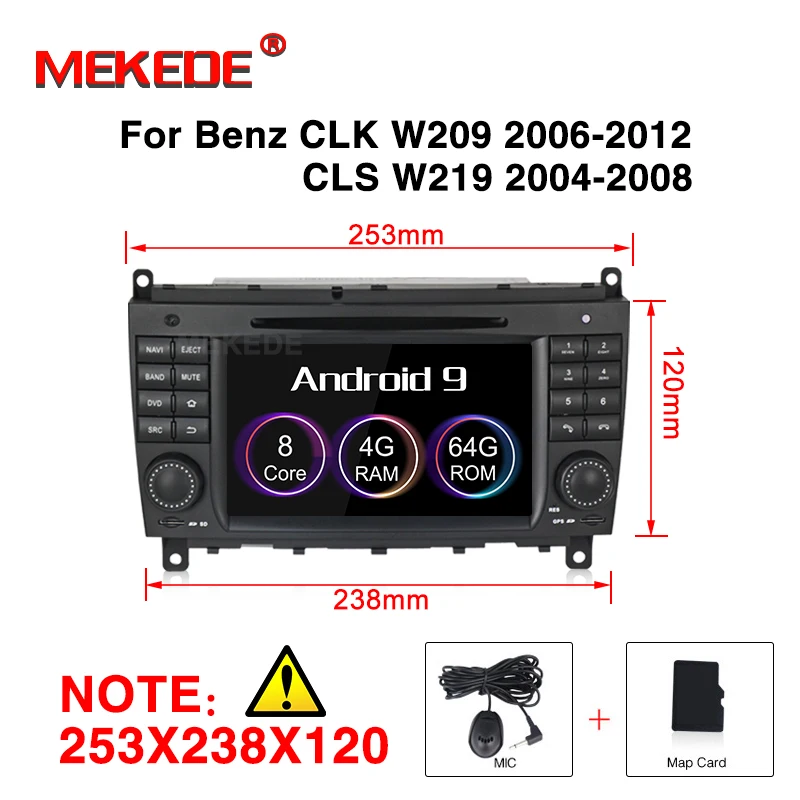 4 + 32 ГБ Android 9 0 автомобильный DVD плеер GPS головное устройство для Mercedes Benz CLK W209 2006 2012
