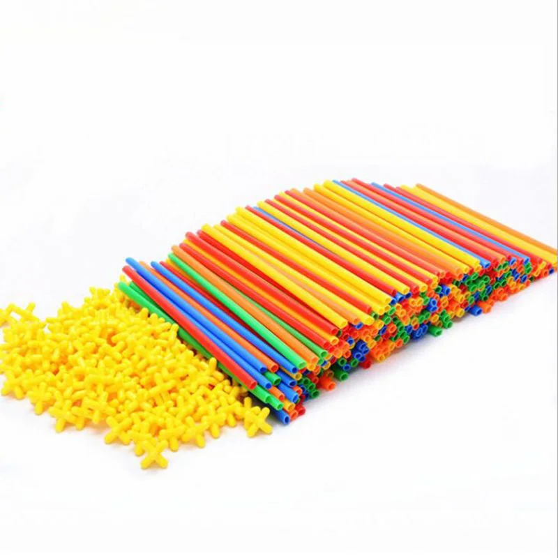 

100-700pcs Plastic 4D Straw Building Blocks Joint Funny Development Toys Geometric Shape Block For baby education Playing Toys