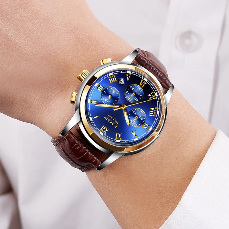 Часы наручные LIGE мужские спортивные брендовые Роскошные модные повседневные