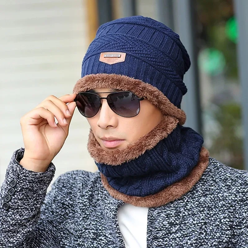 

Thick Windproof And Fleece Hat Men's Outdoor Knitted Hats Women's Bib Two-piece Ear Protection Woolen Caps Warm Knitted Hats