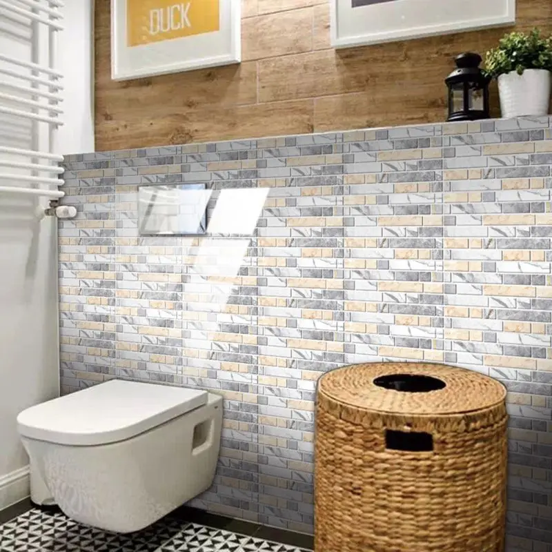 

Black and White Marble Tile sticker Wall sticker Wallpaper Oil Proof Peel & Stick for Bathroom Kitchen Backsplash Floor