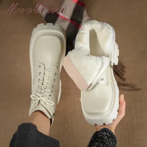 Meotinaженские зимние ботинки из натуральной шерсти на меху; Ботильоны на платформе и толстом высоком каблуке; Ботильоны на молнии с квадратным носком и шнуровкой; 41