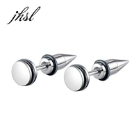 jhsl small women unisex men stud earrings stainless steel high polishing good quality unique design fashion jewelry