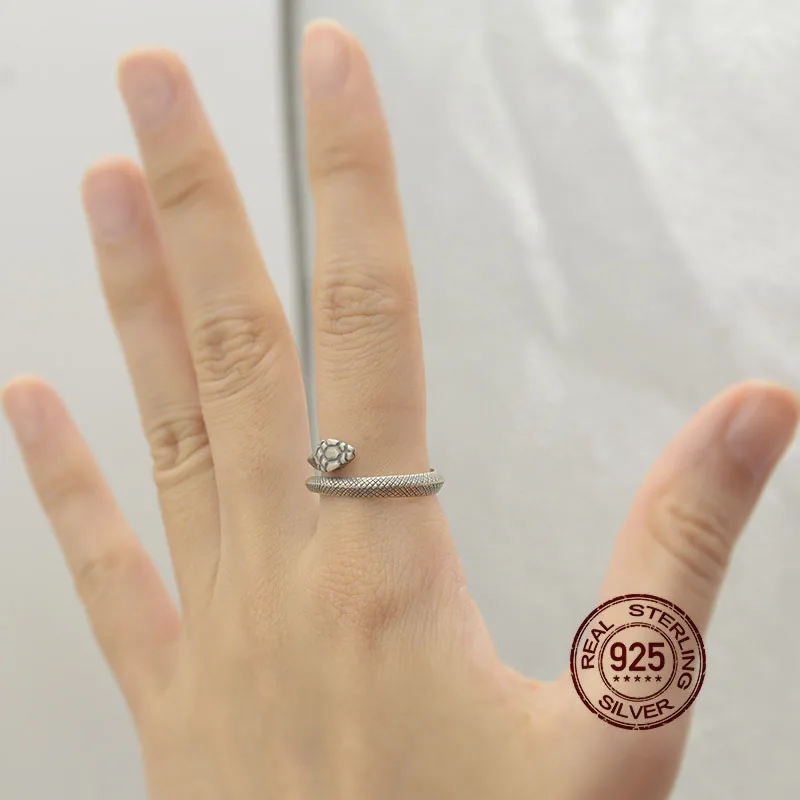 HelloLook 925 пробы Серебряное готическое кольцо в виде змеи питона для мужчин и женщин