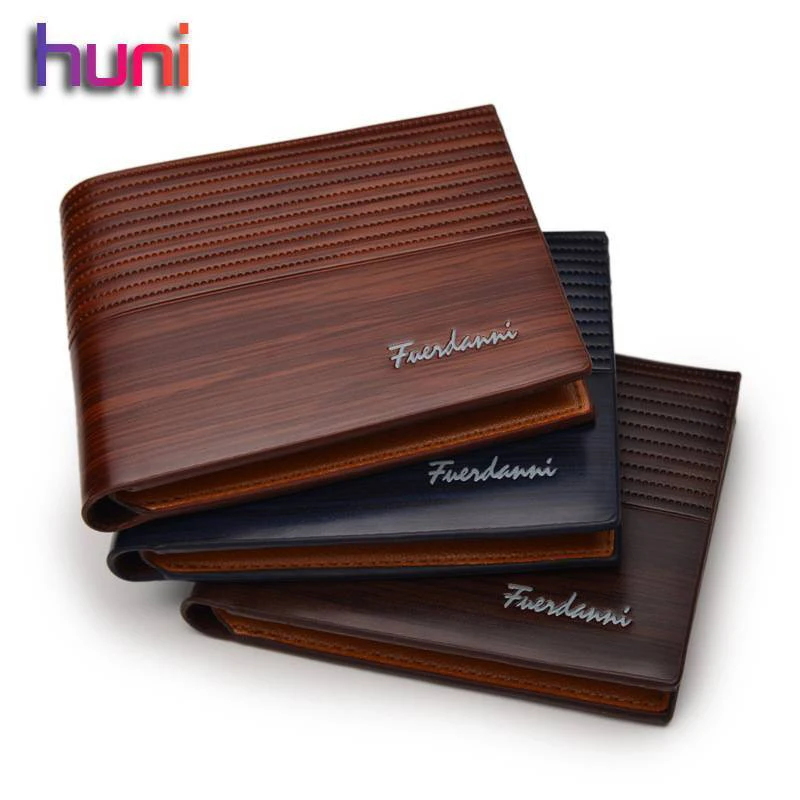 

Hot sell HUNI Men Leather Brand Luxury Wallet Vintage Minimalist Short Slim Male Purses Money Clip High Quality Wallets