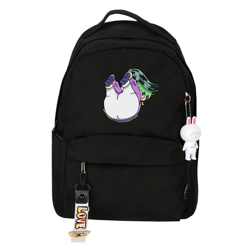 Anime JoJo Adventure Nylon Backpacks Kawaii Preppy Black Cartoon Printing Rucksacks Small Fun School Bookbags Waterproof Bags
