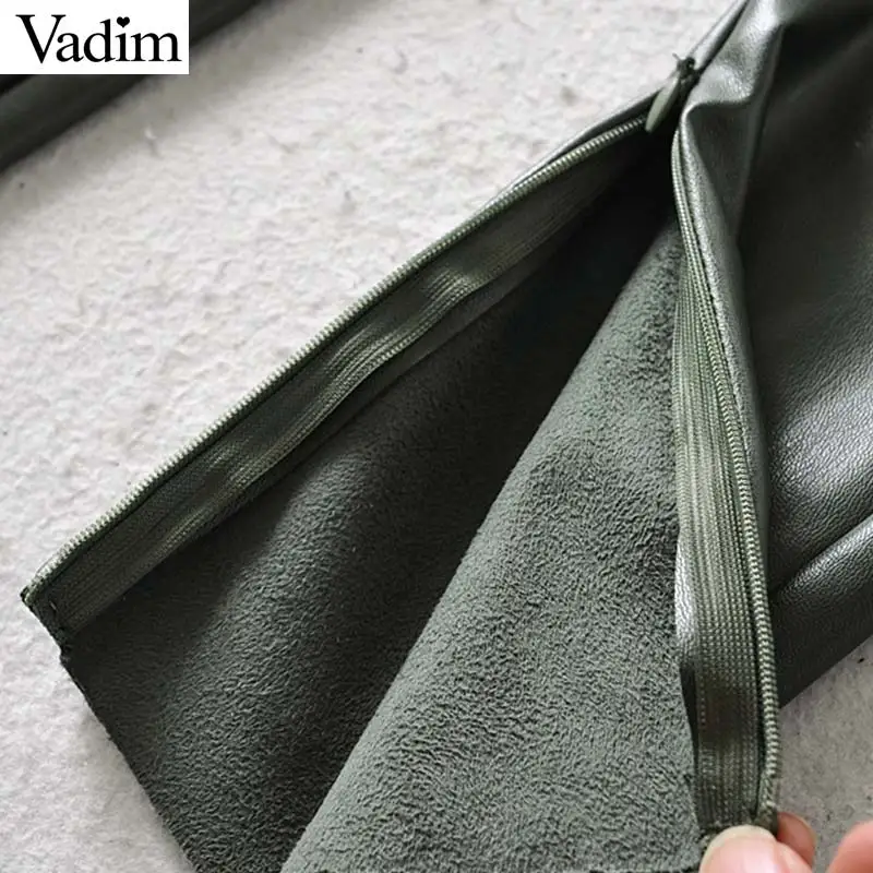 Vadim женские обтягивающие штаны из искусственной кожи с боковой молнией и